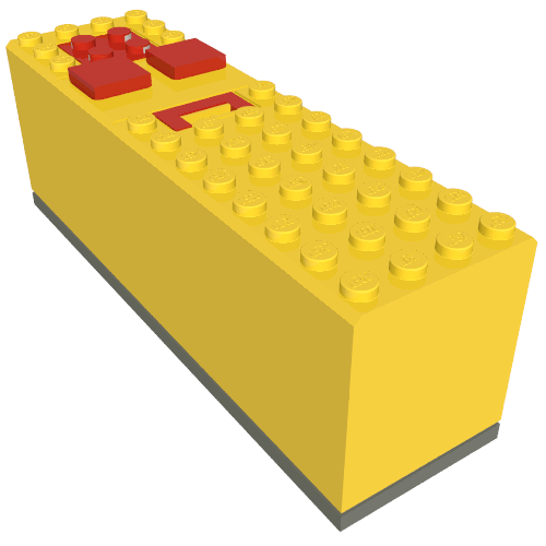 LEGO 2847c03 - Elektrische 9V Batterijdoos 4 x 14 x 4 met rode knoppen en contactplaat met donker blauwgrijze basis (2846 / 2847c00)