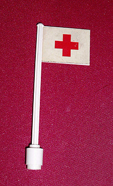 LEGO 3596pb23 - Vlag op vlaggenstok, recht met rood kruispatroon aan beide zijden (stickers) - Sets 363-1 / 555-1