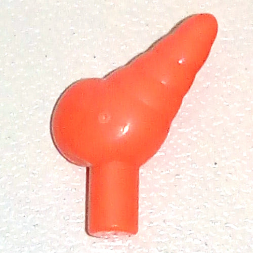 Orange LEGO Friends accessory: a large, stylized clam shell piece with a round base and tapering, curved top.