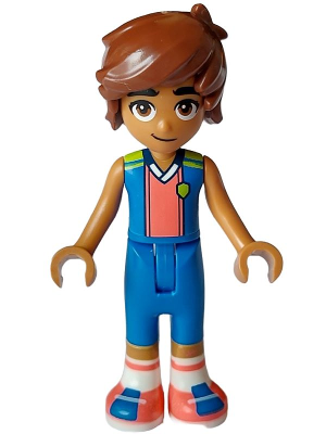 LEGO Minifigure frnd0638 - Friends Leo - Blue, Coral, and Lime Sports Uniform