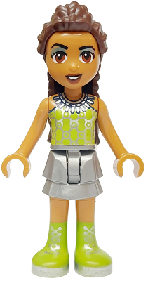LEGO Minifigure frnd0708 - Friends Andrea (Adult) - Flat Silver Skirt, Lime Halter Top and Boots - Image 1