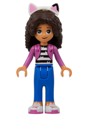 LEGO Minifigure gdh001 - Gabby - Dark Pink Jacket over Black and White Striped Shirt, Blue Trousers