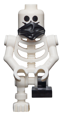 LEGO Minifigure gen094 - Skeleton with Standard Skull, Scarf, Bent Arms and Short Black Leg - Authentic LEGO Minifigure Main Image