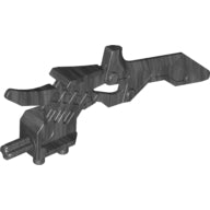 Dark grey LEGO Hero Factory weapon piece, a half claw projectile launcher, featuring a textured grip and an articulated claw.