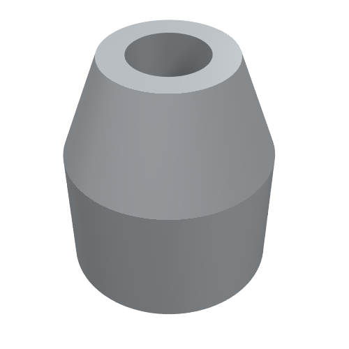 Grey tapered flexible hose end, tabless, with a cylindrical base and a hole on top, for a hose 8.5L.