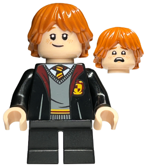 LEGO Minifigure hp283 - Ron Weasley - Gryffindor Robe, Sweater, Shirt and Tie, Black Short Legs - Image 1