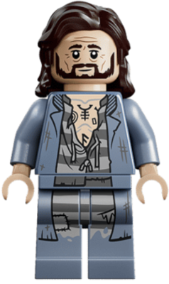 LEGO Minifigure hp630 - Sirius Black - Dark Brown Hair, Sand Blue Jacket over Tattered Striped Shirt, Printed Legs