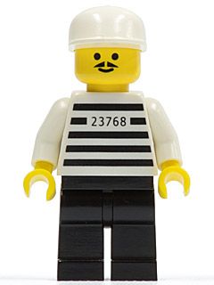 LEGO Minifigure jail003 - Police - Jailbreak Joe, Black Legs with White Cap - Authentic LEGO Minifigure Main Image