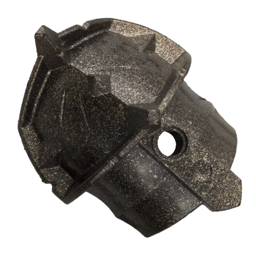 Spiky dark grey shoulder armor for a large figure, covered in a white speckled or granite-like pattern.