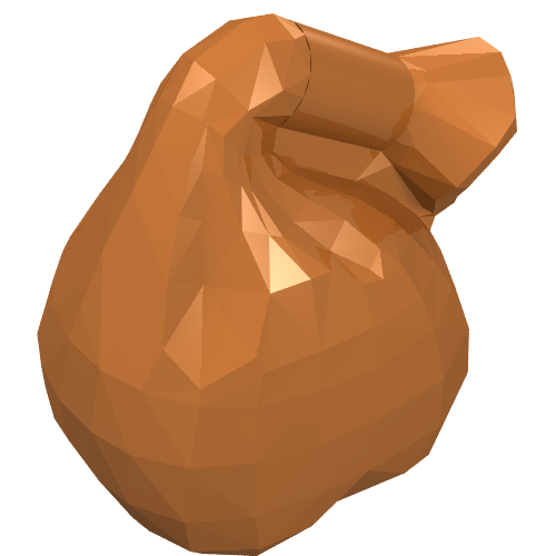 Brown LEGO minifigure utensil sack/bag with handle, part 10169, low-poly 3D render.