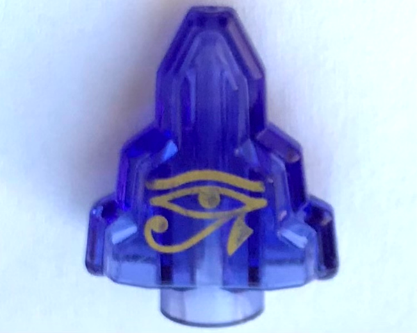 LEGO 10178pb03 - Steen 1 x 2 Kristal Trappen met Gouden Egyptische Oog van Horus Maansteen Patroon