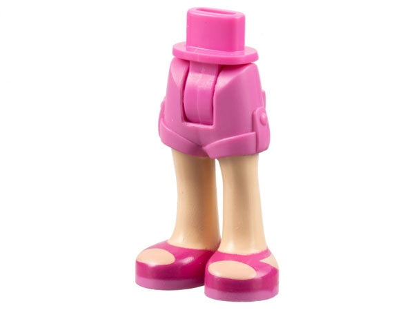 LEGO 11202c00pb03 - Mini Doll Hips and Shorts Folded Hem with Light Nougat Legs and Magenta Sandals with  Soles Pattern - Thick Hinge