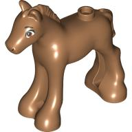 LEGO 11241pb10 - Paard, Friends-stijl, Babyveulen met donkeroranje ogen en zwarte wenkbrauwen en wimpers patroon (Peanut)