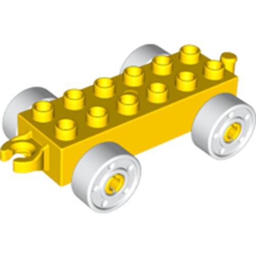LEGO 11248c05 - DUPLO Auto-onderstel 2 x 6 met open haakeinde en witte wielen met nep-bouten