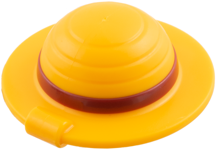 LEGO 112531pb01 - Minifigure, Headgear Straw Hat with Bar Handle with Molded Dark Red Band Pattern