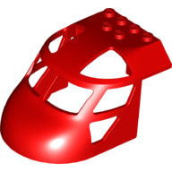 Red LEGO 11293 Aircraft Fuselage Forward Top Curved 6 x 8 x 4 part with window cutouts and studs on top.