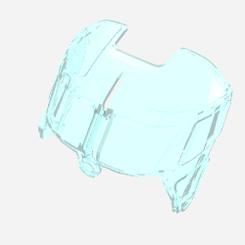 Translucent light blue LEGO part 11297, a curved 6x8 aircraft fuselage top or cockpit glass element, shown on white.