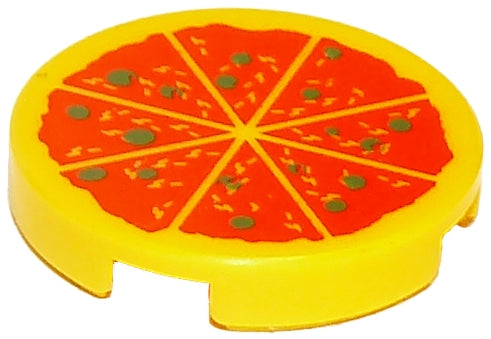 LEGO 14769pb011 - Tile, Round 2 x 2 with Bottom Stud Holder with Pizza Pattern