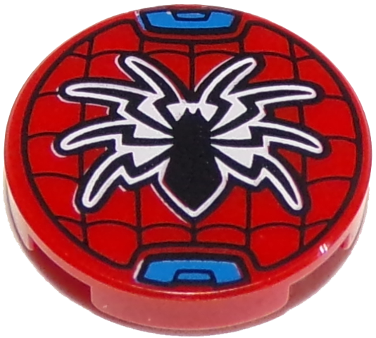 LEGO 14769pb296 - Tile, Round 2 x 2 with Bottom Stud Holder with Black Spider and Web Pattern