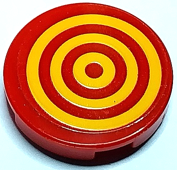 LEGO 14769pb647 - Ronde tegel 2 x 2 met onderkant Stud Holder met 3 fel lichtoranje concentrische cirkels Target Patroon (Sticker) - Set 70429