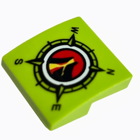 LEGO 15068pb084 - Helling, Gebogen 2 x 2 x 2/3 met Volcano Explorers Logo Kompas Patroon