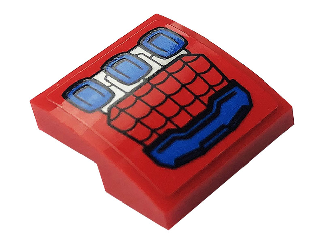 LEGO 15068pb284 - Slope, Curved 2 x 2 x 2/3 with Blue and Silver Spider-Man Mech Hand Armor with Web Pattern (Sticker) - Set 76146