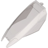 Transparent LEGO part 15537, a train front glass windshield, clear plastic with defined geometric edges.