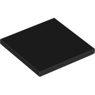 A single black LEGO Tile 4 x 4, shown at an angle on a white background.