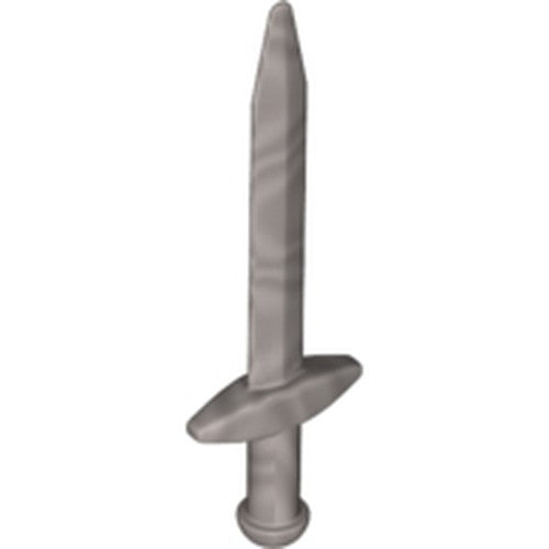 Grey LEGO minifigure weapon sword, a greatsword with pointed blade and thick crossguard.