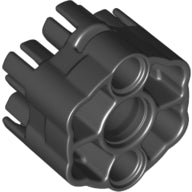 Dark grey LEGO 18588 Rapid Shooter Six Barrel Projectile Launcher Part with angled barrels.