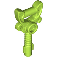 Lime green LEGO minifigure key, intricately ornamented with scrollwork, featuring a single stud connection point.