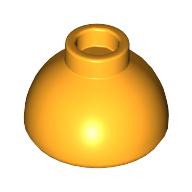 A single orange LEGO 20952 Brick, Round 1 1/2 x 1 1/2 x 2/3 Dome Top.