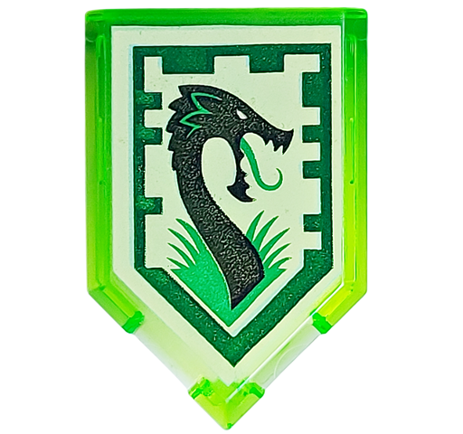 LEGO 22385pb012 - Aangepaste tegel 2 x 3 vijfhoekig met Nexo Power Shield patroon - Jungle Dragon
