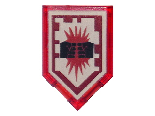 LEGO 22385pb019 - Tile, Modified 2 x 3 Pentagonal with Nexo Power Shield Pattern - Charging Attack