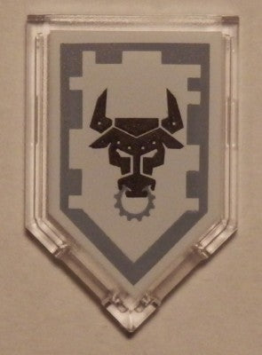 LEGO 22385pb076 - Aangepaste tegel 2 x 3 vijfhoekig met Nexo Power Shield patroon - Metal Minotaur