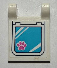 LEGO 2335pb228 - Vlag 2 x 2 vierkant met huisdierenluikje en donkerroze pootafdruk patroon (Sticker) - Set 41340