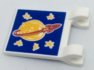 LEGO 2335pb250 - Flag 2 x 2 Square with Drawn Classic Space Logo and 5 Bright Light Orange Stars on Blue Background Pattern