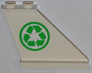 LEGO 2340pb045R - Staart 4 x 1 x 3 met Recycling Pijlen Patroon aan Rechterkant (Sticker) - Set 4432