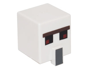 LEGO 23766pb001 - Minifiguur hoofd, aangepaste hoge kubus met verhoogde rechthoek met pixelachtige donkerbruine unibrow, rode en zwarte ogen, en donkerblauwgrijze neuspatroon (Minecraft Iron Golem)