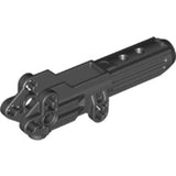 Black LEGO Technic part 24123, a Large Figure Weapon, Rifle Outer Shell 9L, shown from an angled perspective.