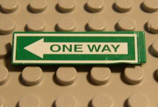 LEGO 2431pb0029 - Tegel 1 x 4 met 'ONE WAY' witte pijl patroon (Sticker) - Sets 4850 / 4853