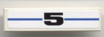 LEGO 2431pb0080 - Tile 1 x 4 with Black '5' on Blue Line Pattern (Sticker) - Set 8124