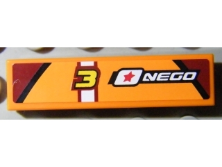 LEGO 2431pb0178 - Tile 1 x 4 with Number 3 and 'NEGO' Pattern (Sticker) - Set 8304
