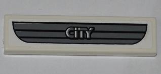 LEGO 2431pb0237 - Tegel 1 x 4 met Donkergrijs Autorooster en 'CITY' Patroon (Sticker) - Set 4432