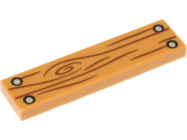 LEGO 2431pb0652 - Tile 1 x 4 with Wood Grain and 4 Silver Nails Pattern