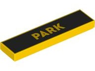 LEGO 2431pb0876 - Tile 1 x 4 with 'PARK' on Black Background Pattern