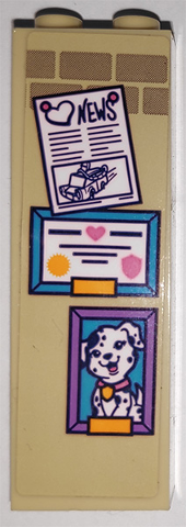 LEGO 2454pb184 - Steen 1 x 2 x 5 met 'NEWS', Certificaat en Hond Foto Patroon (Sticker) - Set 41340