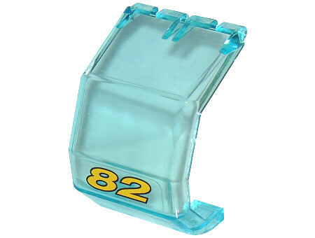 LEGO 2483pb02 - Voorruit 4 x 4 x 4 1/3 Helikopter met Geel Nummer 82 Patroon (Sticker) - Set 8210