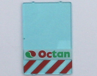 LEGO 2494px8 - Glas voor raam 1 x 4 x 5 met Octan-logo en rode gevaarstrepen
