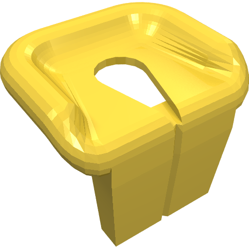 A yellow LEGO Minifigure Life Jacket (part 2610), shown from an angled top-down perspective.